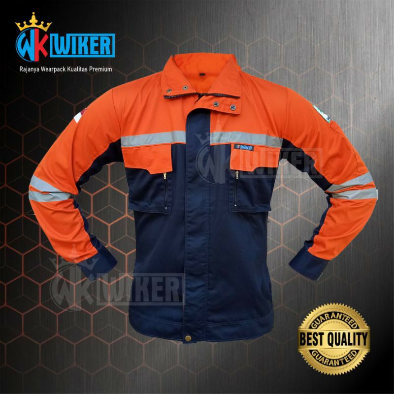 Wearpack Safety Semi Jaket Orange Navy - Baju Safety - Baju Proyek
