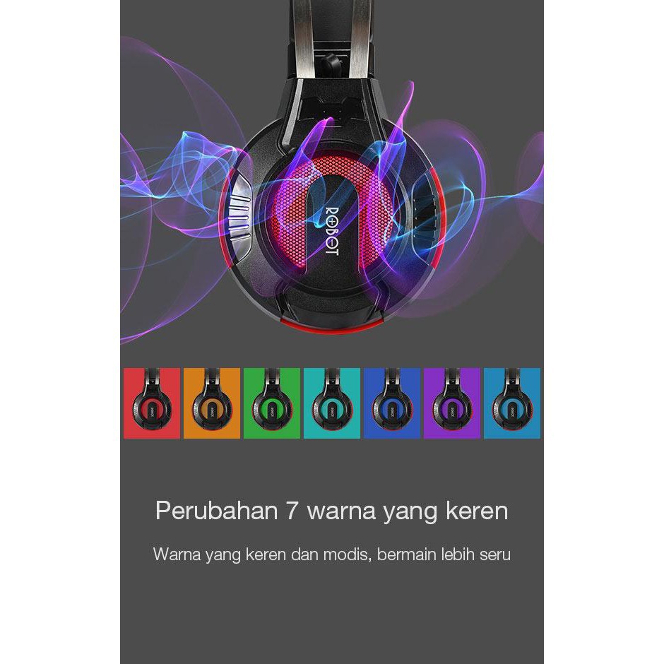 ROBOT RH-G20  Headphone Gaming Wired Headset with 7 Colour LED Light - Garansi Resmi 1 Tahun