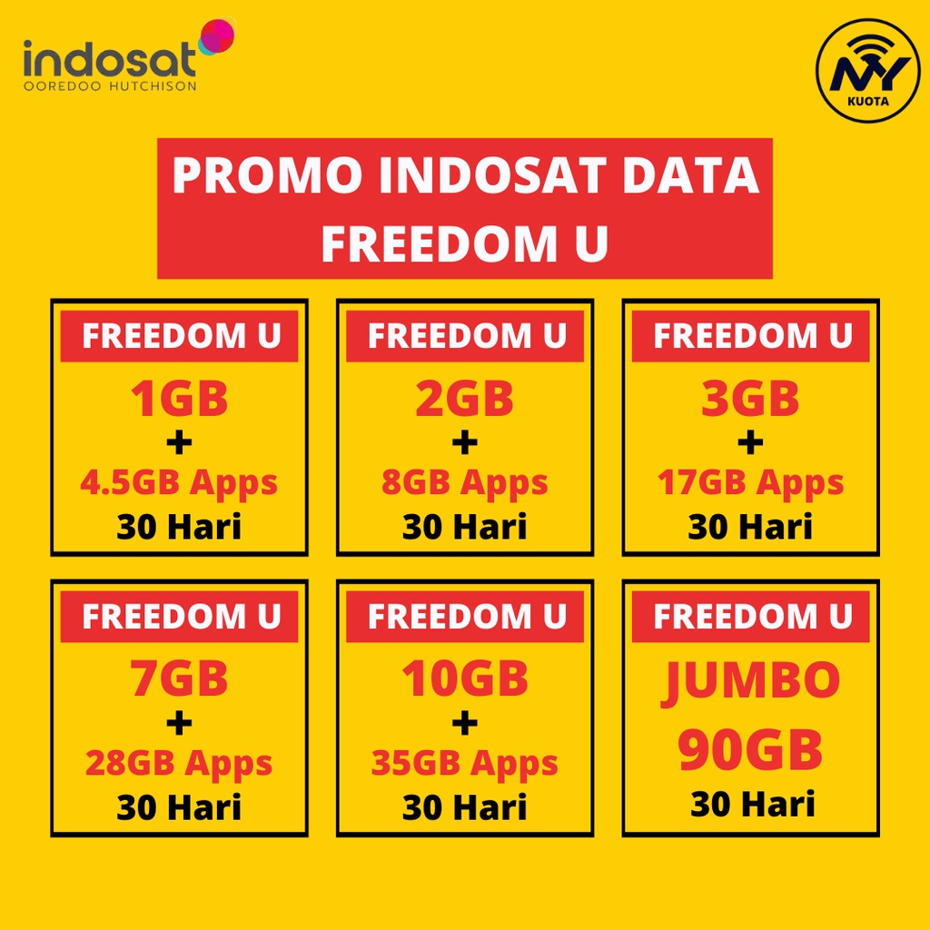 Paket Internet Promo Indosat Data Freedom U