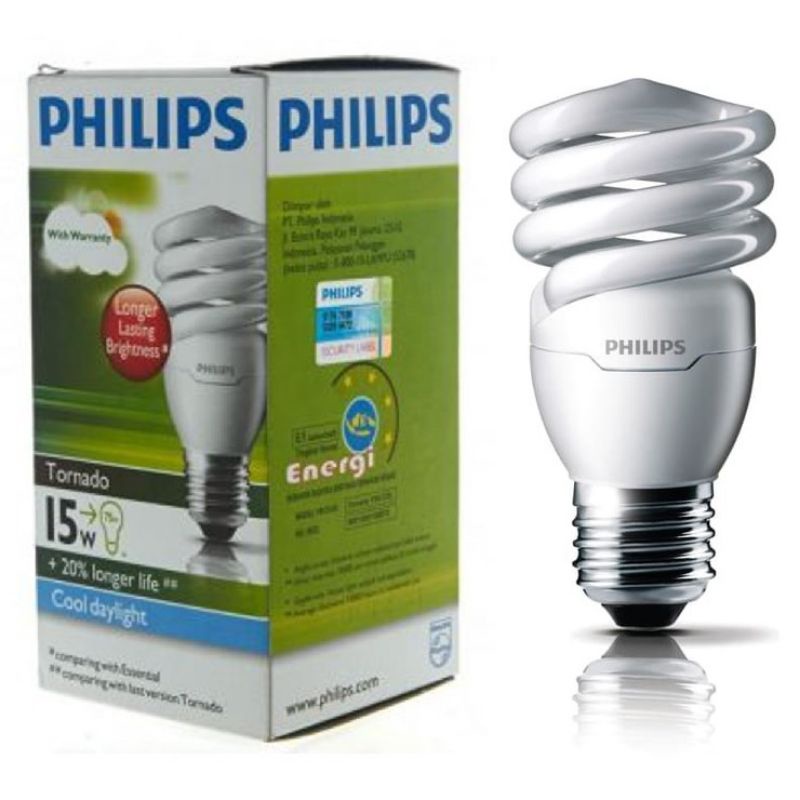 LAMPU PHILIPS 15 WATT TORNADO PUTIH