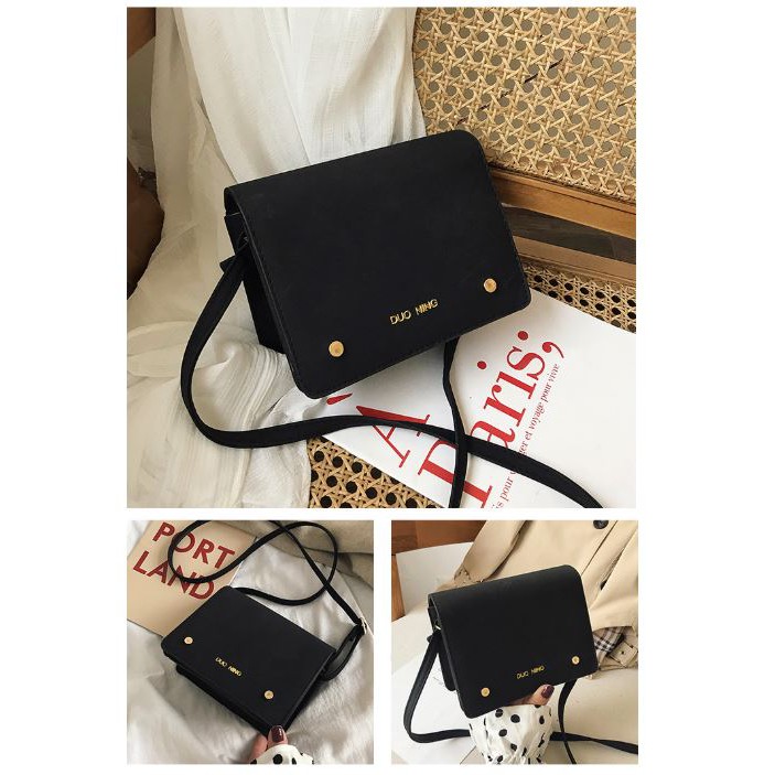 Tas Selempang Wanita Slingbag Simple Retro Motif Tas Pesta Bahan Kulit Sintetis Korean Fashion Style