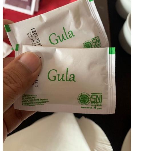 

SNI gula putih sachet ber BPOM 6gr / white sugar sachet isi 250pack ,,
