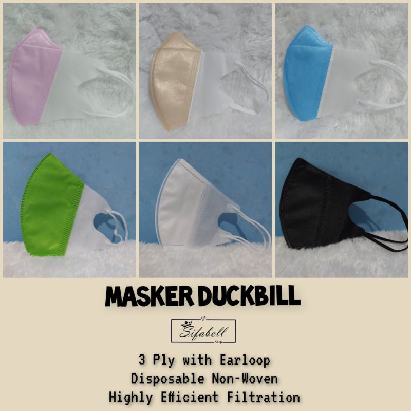 Masker Duckbill 3 Ply KN95 Polos Medical Face Mask Satuan ECER