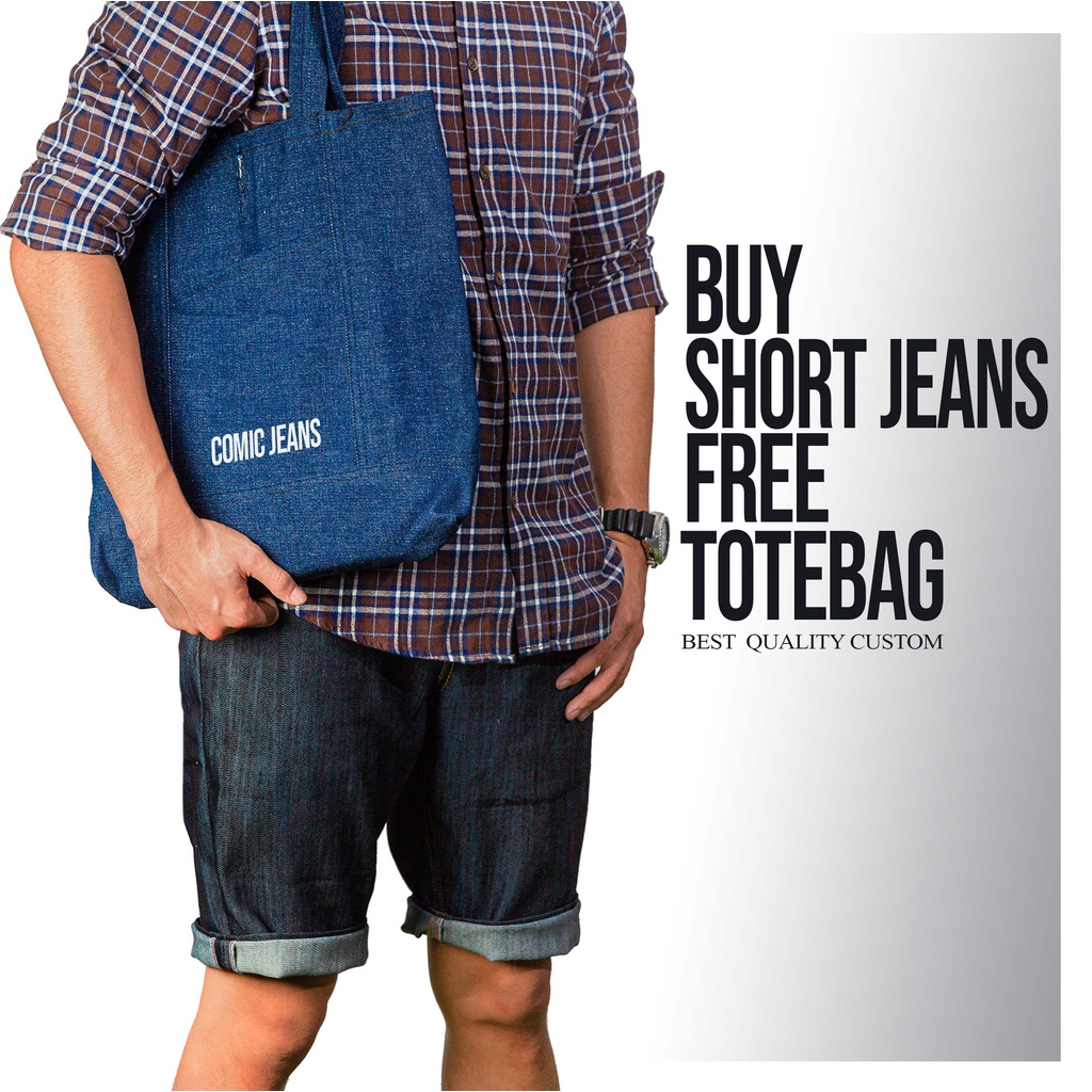 Comic Jeans - Short Jeans Selvedge Accent + Totebag (Bundling Promo)