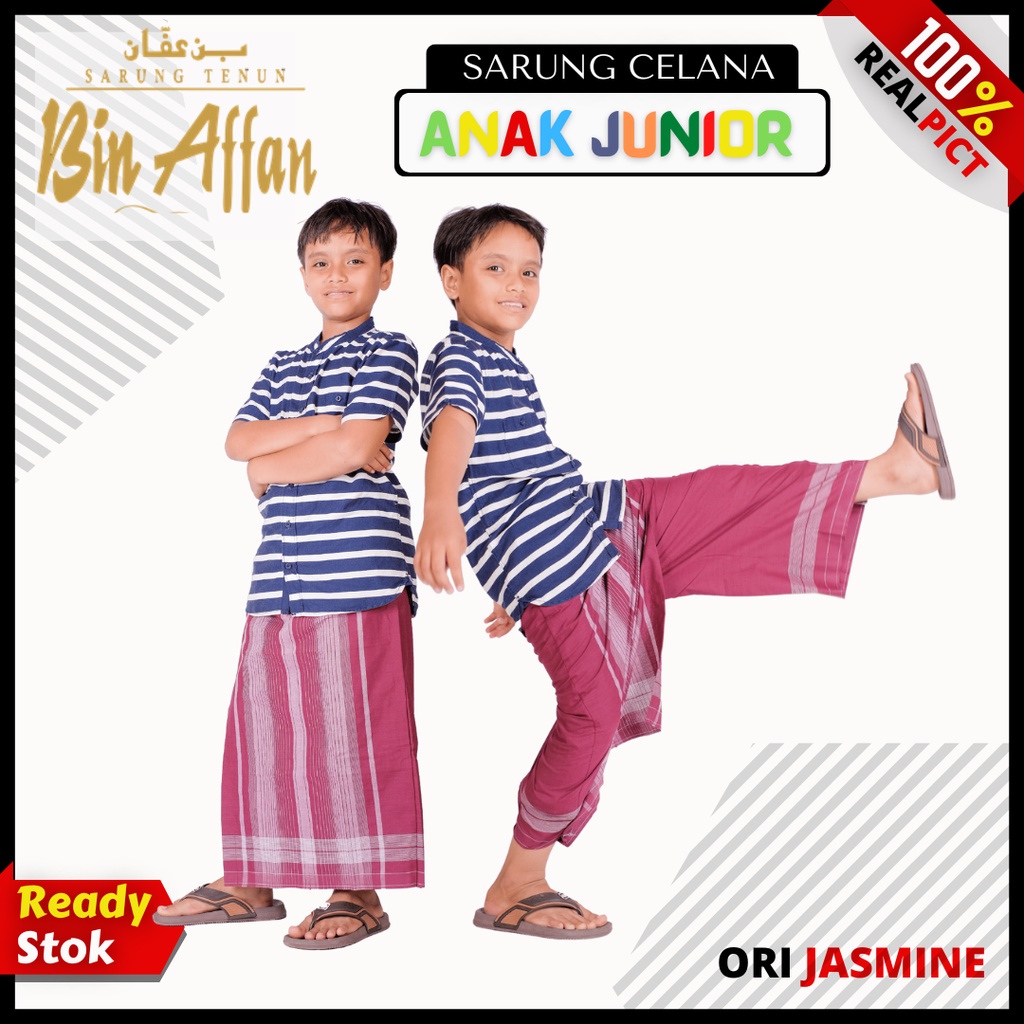 Sarung celana anak bin affan putih hitam polos pria murah