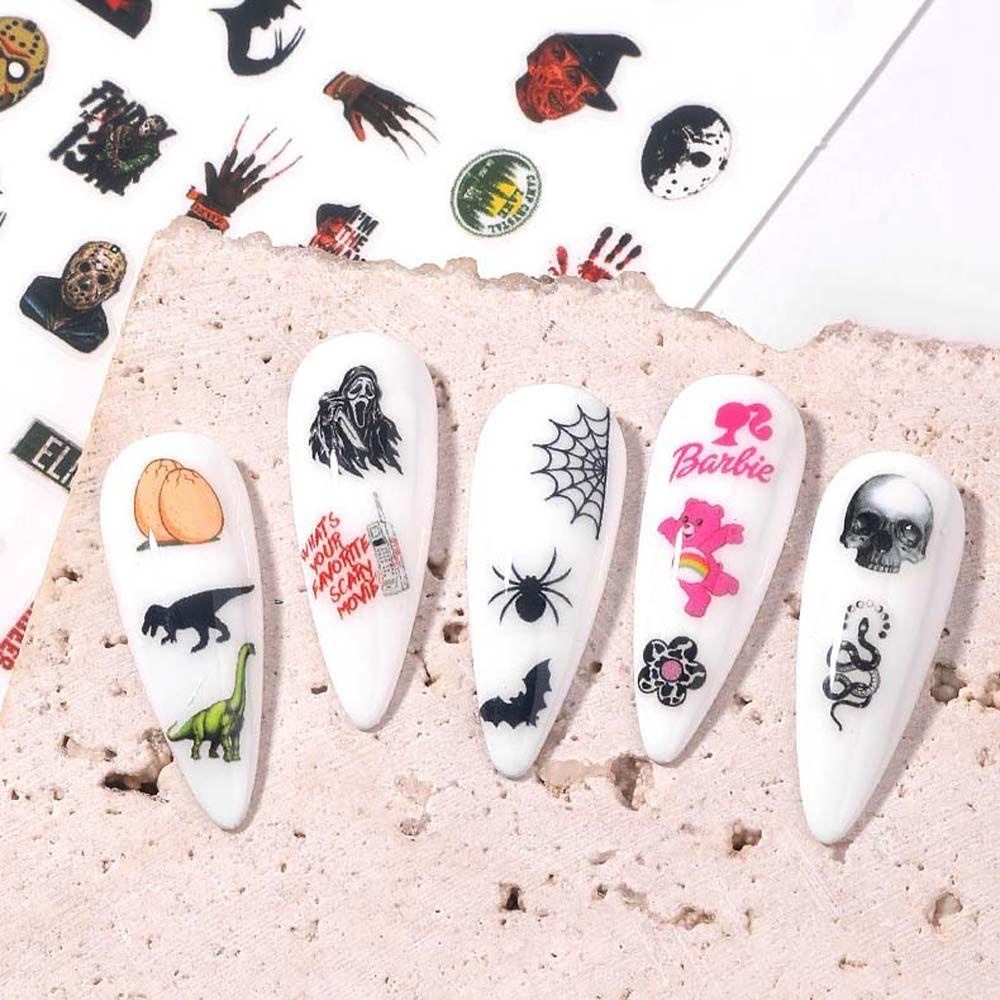 AUGUSTINA Agustina Halloween Stiker Kuku Kucing Fashion Spider Skeleton Bears Nail Art Dekorasi