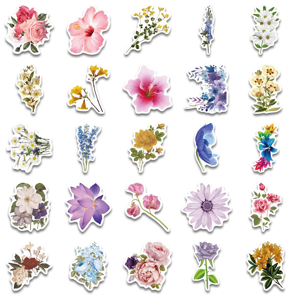50Pcs Winzige Colorful Flowers Stickers Set Decoration Diary Planner DIY Album Gift