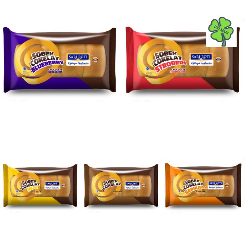SARI ROTI Sobek Coklat Keju Srikaya Strawberry Blueberry 226 gram