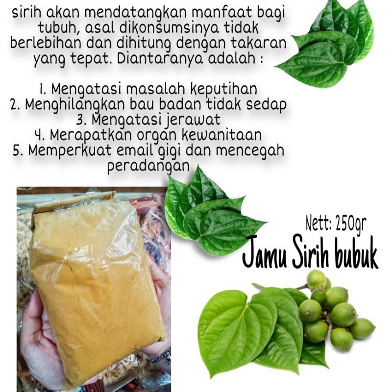 

Sirih bubuk kemasan 250gram