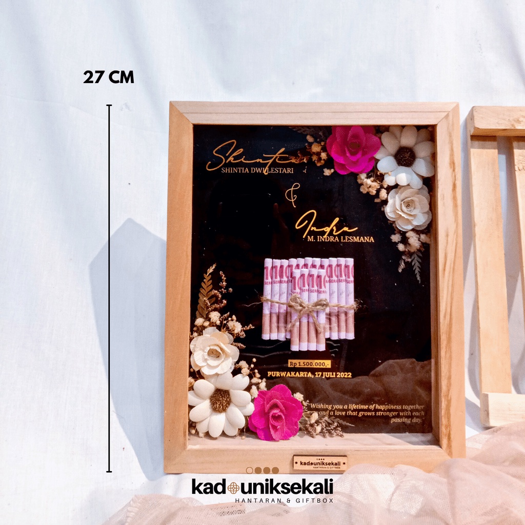 (1 HARI JADI) Mahar Pernikahan Bingkai 3D 10R Mahar Rustic Antipecah Driedflower Seserahan Hantaran Foto Kado pernikahan Gift Anniversary