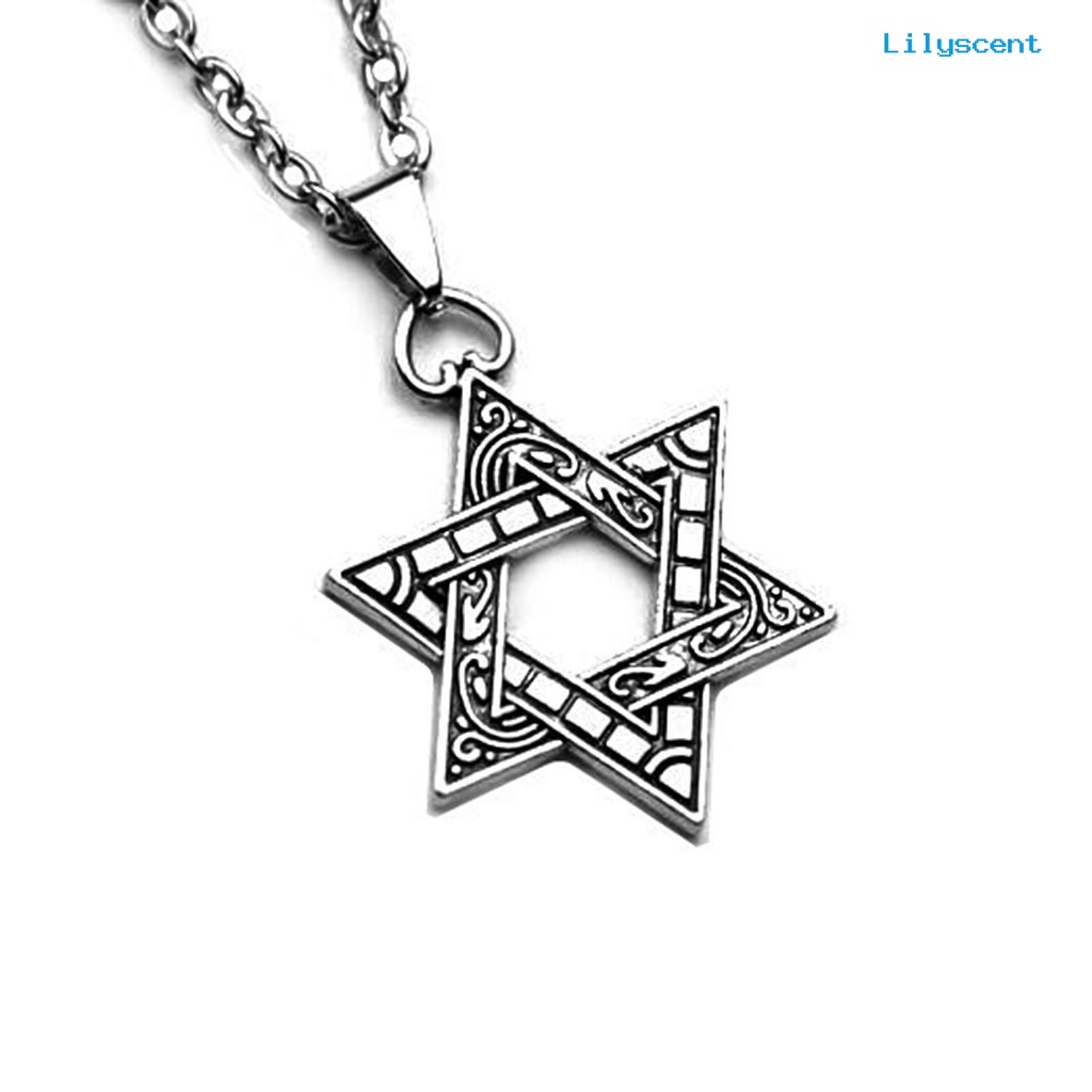 Kalung Rantai Liontin Hexagram Gaya Hip Hop Untuk Unisex