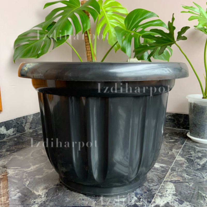 pot bunga tanaman plastik hitam diameter 50cm - JUMBO HITAM