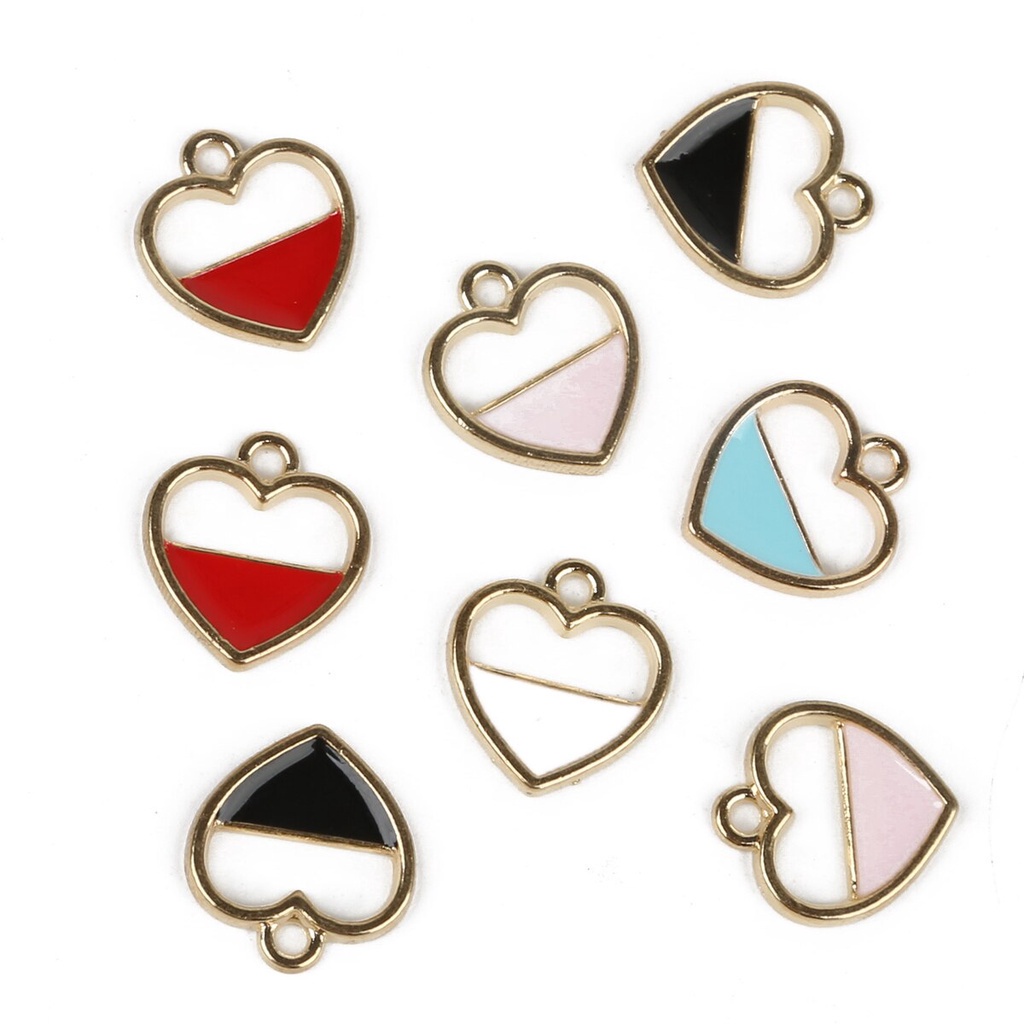 15x16mm Dripping Oil Alloy Pendant Half Heart Shape Pattern Modeling  Various Color For DIY Earrings Bracelets Necklaces Jewelry Crafts