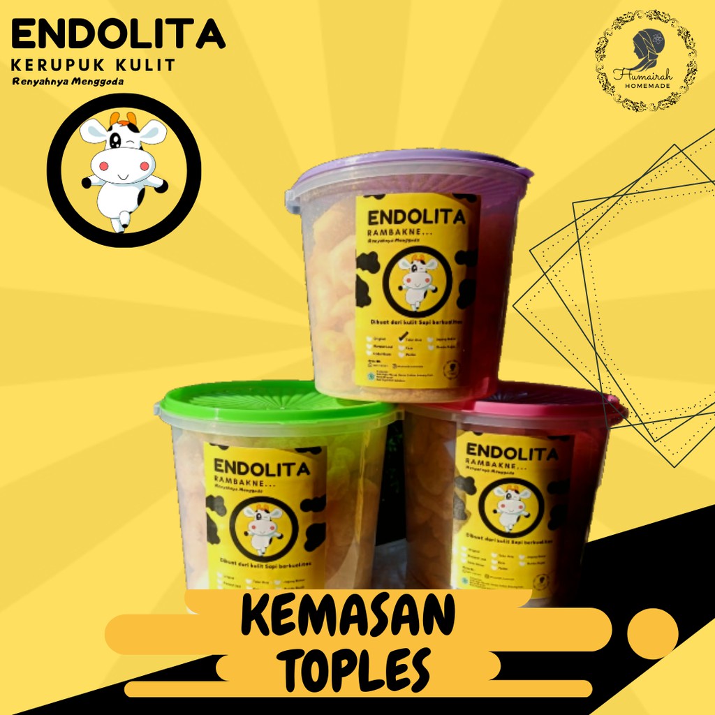 

Kerupuk Kulit Endolita kemasan Toples 250 gram ( 100% Halal & Non MSG )/ rambak/jangek/dorokdok