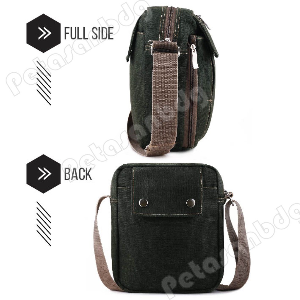 PTS -Braun Fox Douglas Canvas Multifunction Travel Satchel Messenger Shoulder Bag - Hijau Tua