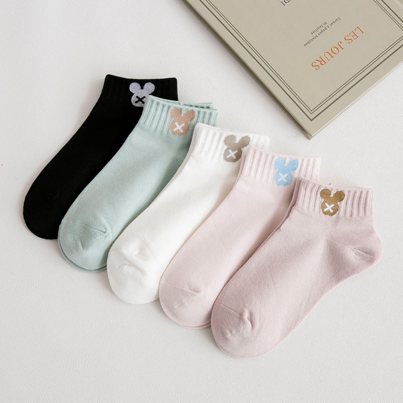 MURMURE.ID | KAOS KAKI WANITA UNISEX RENDA SOCK IMPORT KUALITAS PREMIUM MOTIF MIKI SMILE CS035 CS036-6