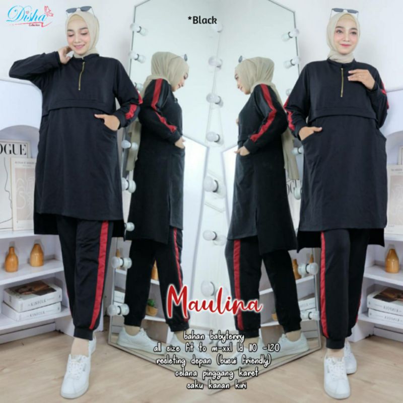 Maulina Sporty Set By DISHA • Setelan Olahraga Wanita • Set Baju Olahraga Muslim • Hijab Sport Jilba