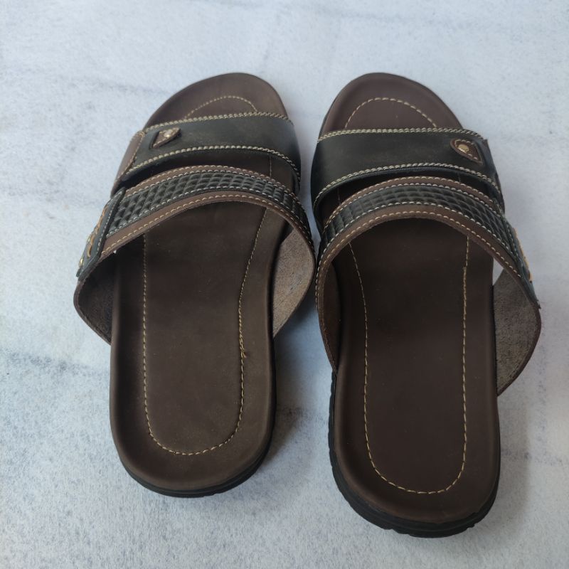 Sandal Pria Kulit Impor Original Slop Santai