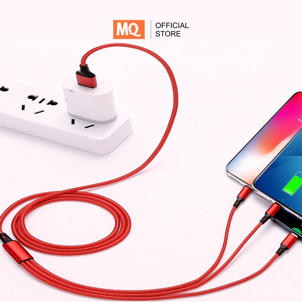 MQ Kabel Data usb cable 3in1 Fast Charger Micro USB + Type C + Lightning Original MQ-CB04