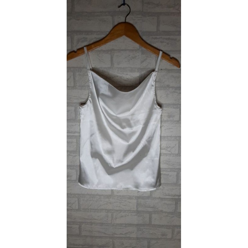 [READY bisa COD] KOREAN TOP SATIN/TANK TOP SATIN/ATASAN WANITA/ATASAN CANTIK/ATASAN CASUAL (XS-XL)-Putih bw