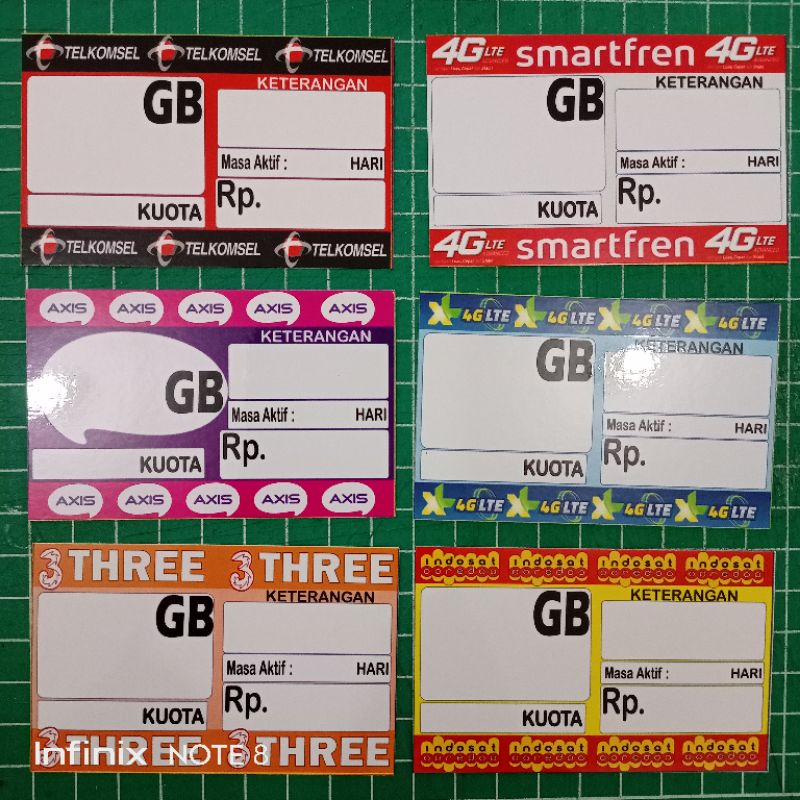 25 pcs ANTI MELENGKUNG , Kartu Display voucher data dan perdana data untuk etalase, harga 1 paket is