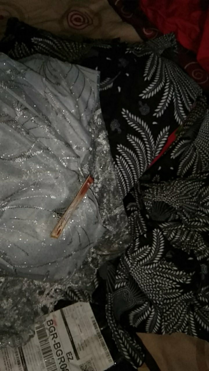 (ready Lengkap 4 Warna) Couple Batik Tile Brukat Mika Padi Putih Rona Selendang