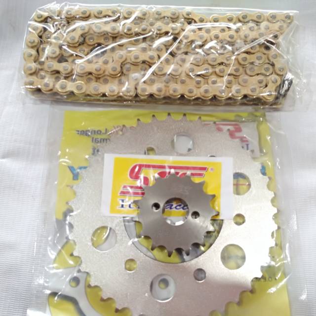 Gear sss ukuran 415 motor scorpio.vixion.R15.mx king.xabre.1 set depan belakang & rantai.