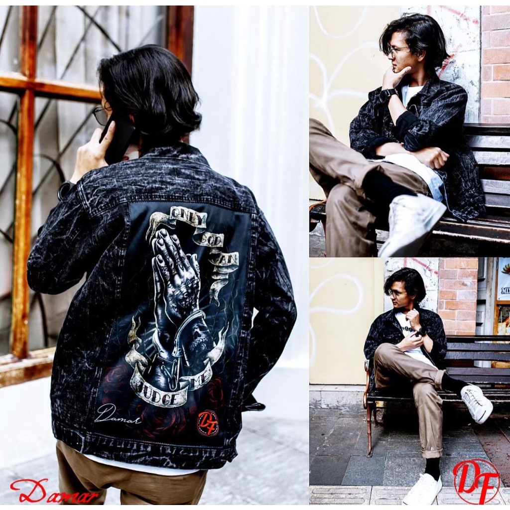 Jaket Jeans Sandwash Pria Motif The Skull | Jaket Pria | Jaket Sandwash | Jaket Jeans Pria