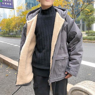 Musim dingin yang tampan chic domba wol mantel pria Korea  