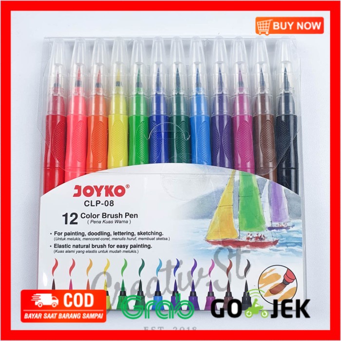 

(BISA COD) Joyko Brush Pen CLP-08 Real Brush 12 Warna