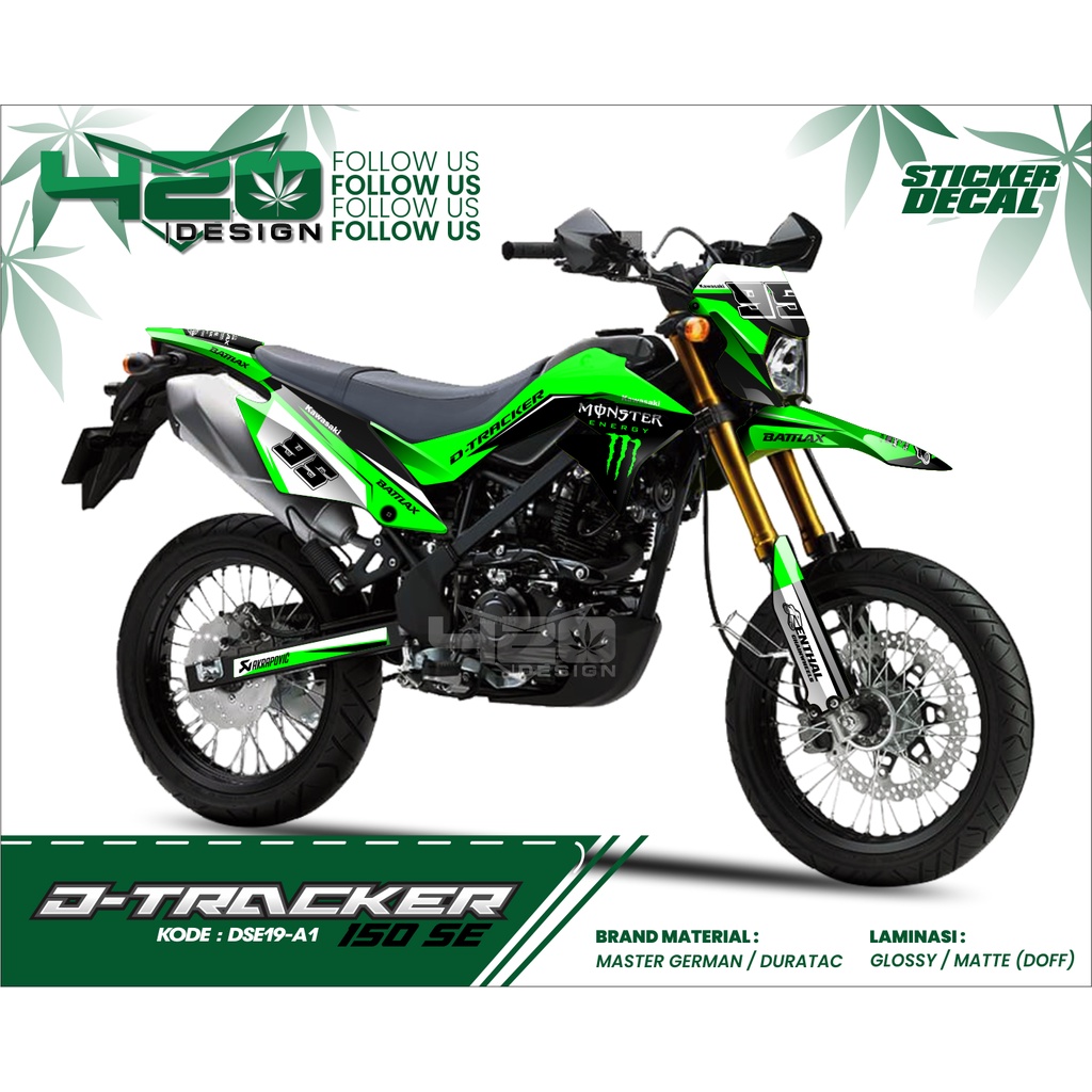 Kawasaki Dtracker SE Decal Sticker Full Variasi Hijau Racing -  Custom Desain Motor Cross Decal Kawa