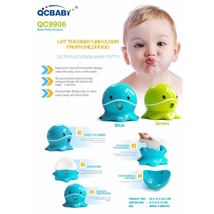 QC baby potty training octopus pispot toilet