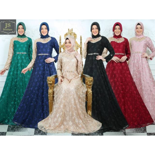 DRESS UYAINA GLAM / GAUN PESTA / GAMIS KONDANGAN ORIGINAL JS COLLECTION
