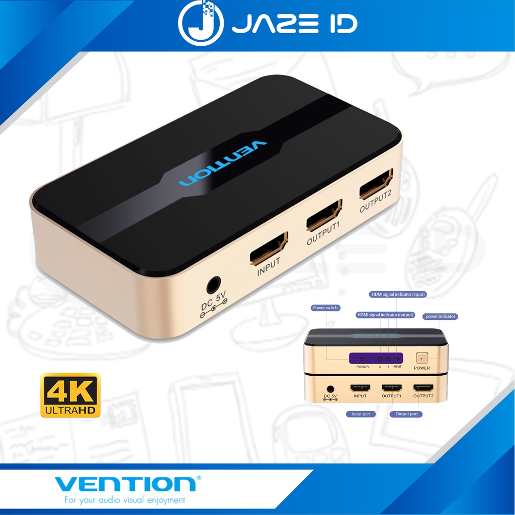 Vention HDMI Splitter 1 Input 2 Output HDMI Screen Duplicate 4K