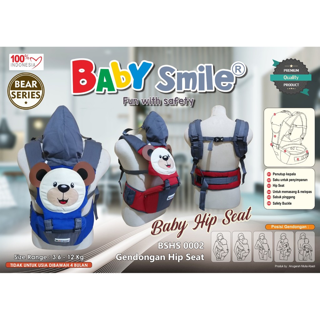 GENDONGAN BAYI HIPSEAT BEAR SERIES "BABY SMILE"