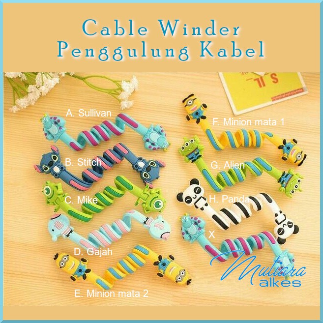 Cable Winder Penggulung Kabel Penjepit Pengikat Cord Holder Karakter