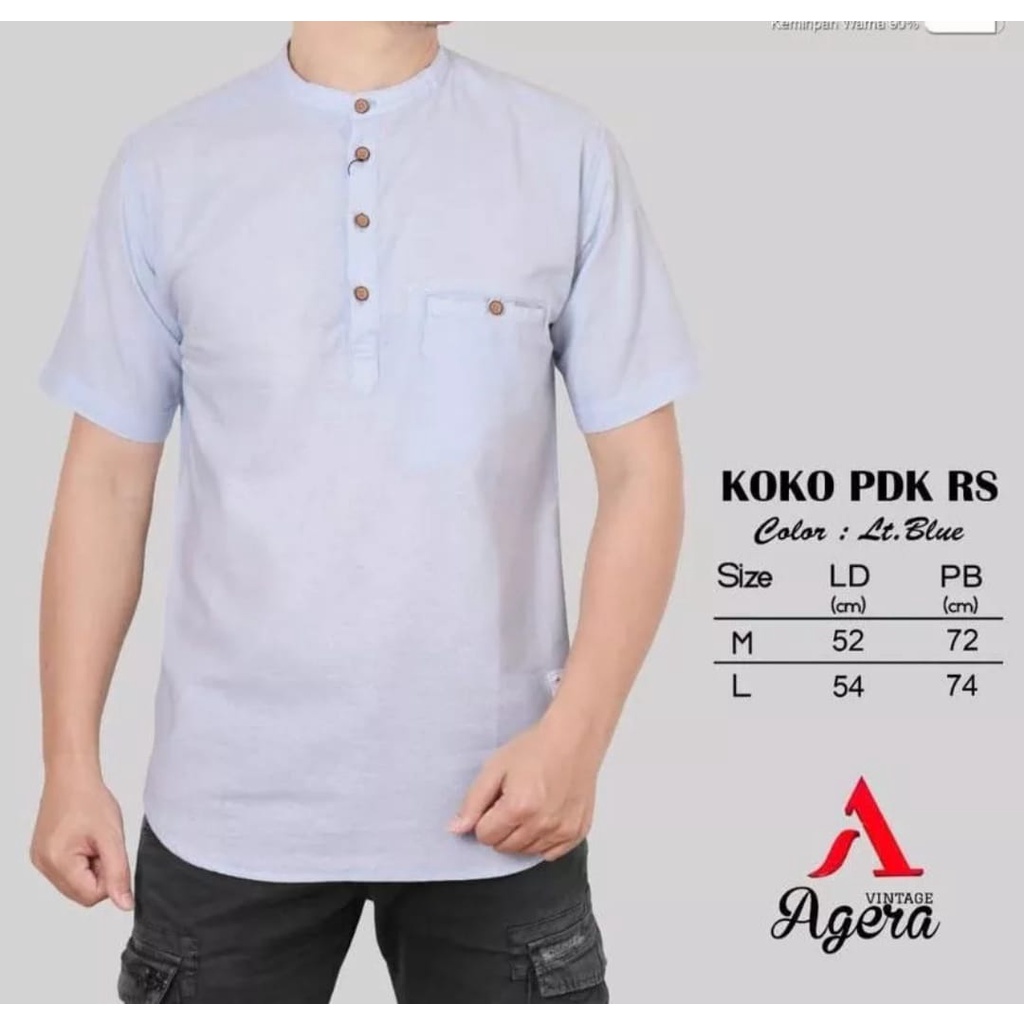 Kemeja Semi Koko Lengan Pendek Agera Original