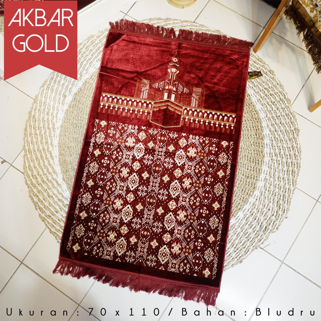 Sajadah Turki Premium super spiegel AKBAR GOLD ,Bulu halus jahitan rapi uk 70 x 110