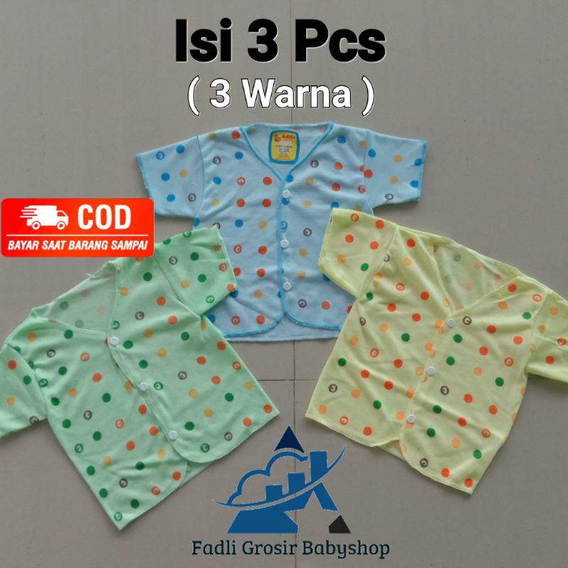 3 Pcs Baju Bayi Newborn Lengan Pendek Polkadot