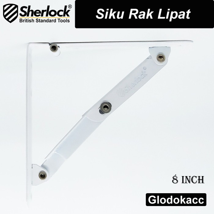 Siku Rak Dinding / Sherlock Siku Rak Lipat 8 inch Putih (Harga Per 1 Pcs)