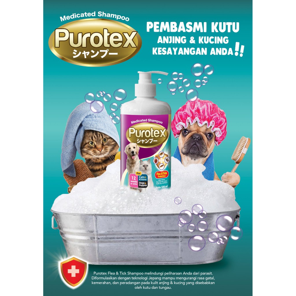 Shampoo Kucing Anjing PUROTEX - Anti Flea &amp; Tick  - 500 ML (Medicated Shampoo)