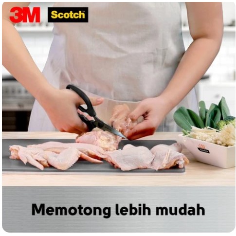3M SCOTCH Premium Kitchen Scissor Gunting Dapur Stainless Steel Anti Karat Serbaguna 1pc