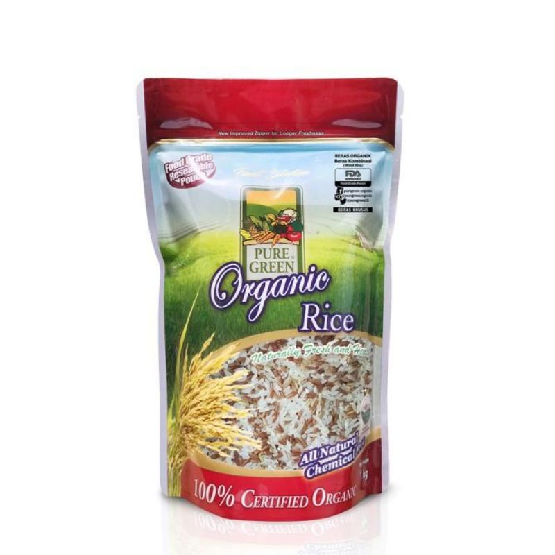 

PURE GREEN MIXED RICE ORGANIC RICE 1KG BERAS KOMBINASI MERAH DAN PUTIH ORGANIK BERAS KESEHATAN