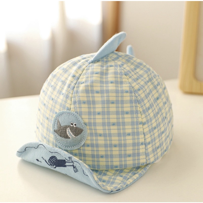 Topi Anak Bayi Laki Laki Model Shark and Diver/ Baby Baseball Hat Cap-Biru muda