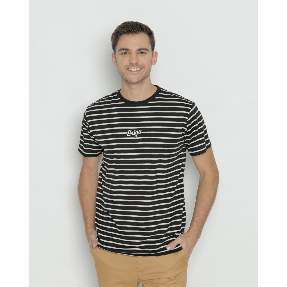 Erigo T-Shirt Stripe Cheta Black Cream