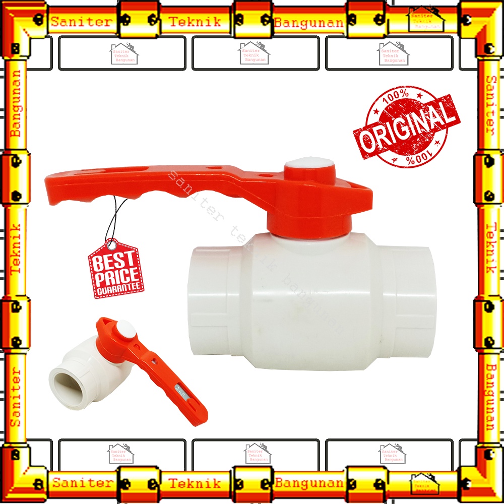 Stop Kran Ball Valve Pvc Tebal Putih Gagang Besi 1&quot; Inch Non Drat