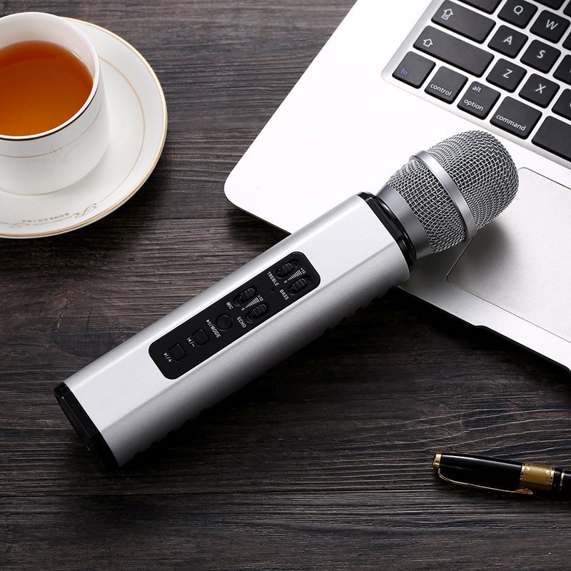 Mic Karaoke K6 Wireless Bluetooth Karaoke Player Smule Microphone Speaker KTV Efek USB Player