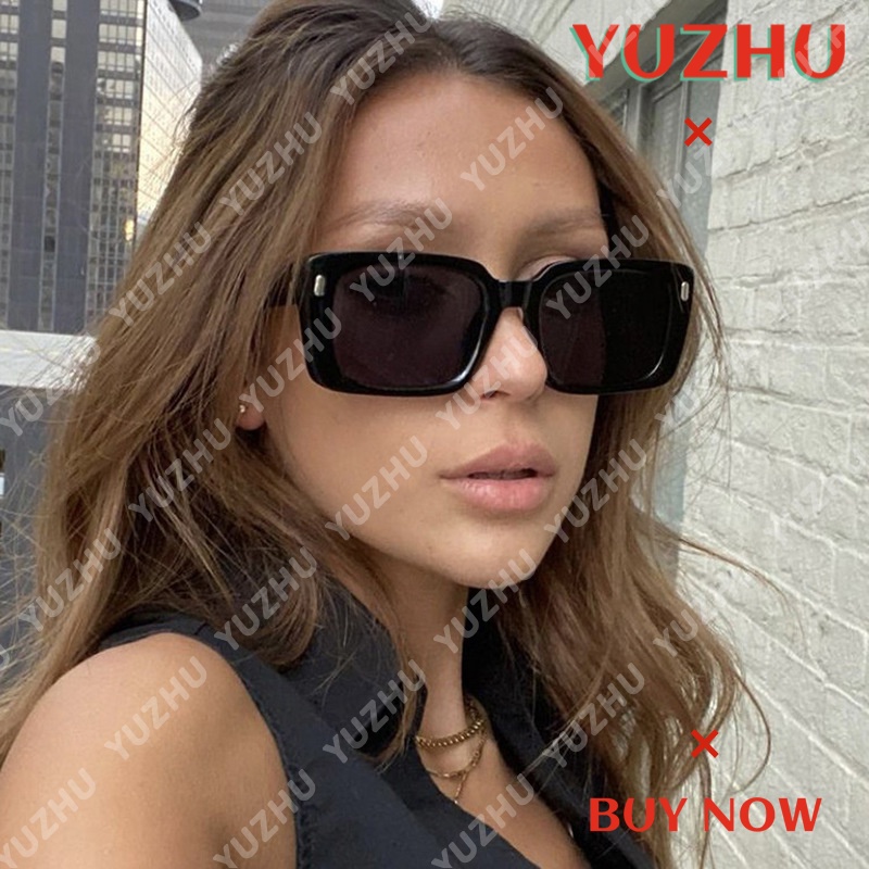 Kacamata Hitam Bentuk Persegi Panjang Gaya Retro Hip Hop Untuk Pria Dan Wanita