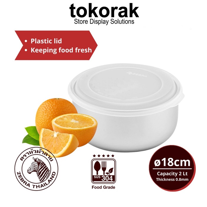 FOOD STORAGE 18 CM EXTRA ZEBRA 110422 TEMPAT SIMPAN MAKANAN STAINLESS