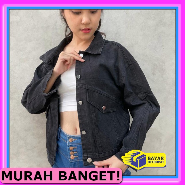 Jaket Jeans Wanita Overszie , Jaket Denim Wanita Oversize , Jaket HH666 Amr Original  - Jaket Jean